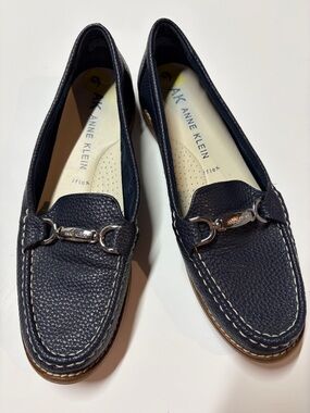 Anne Klein AK Navy Loafers Comfort iFlex Driving Moc Shoes Size 9
